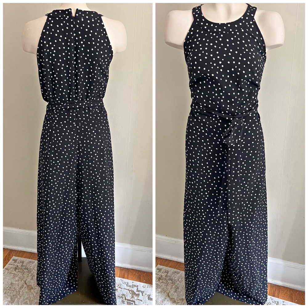 Lane Bryant Black and White Polka Dot Jumpsuit